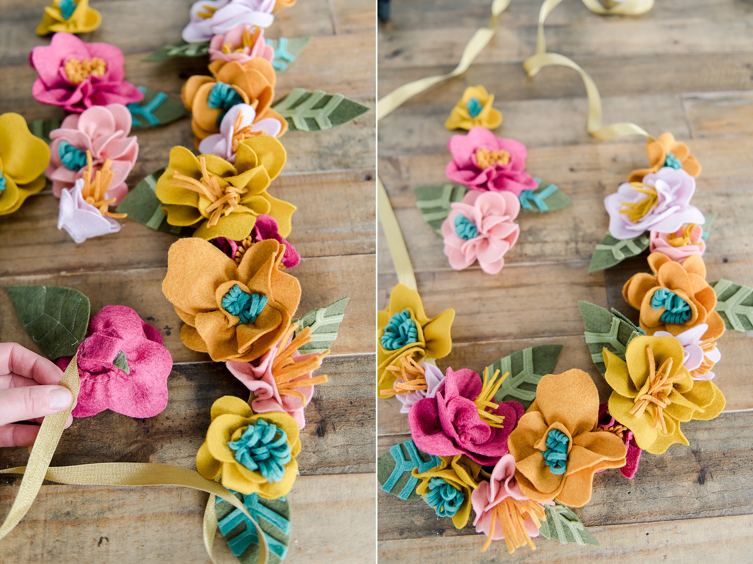 How to make felt flowers, making felt flowers look realistic, sewn felt flowers, sewing felt flowers, easy felt flowers, sewn felt flowers, felt flower crown, felt flower garland