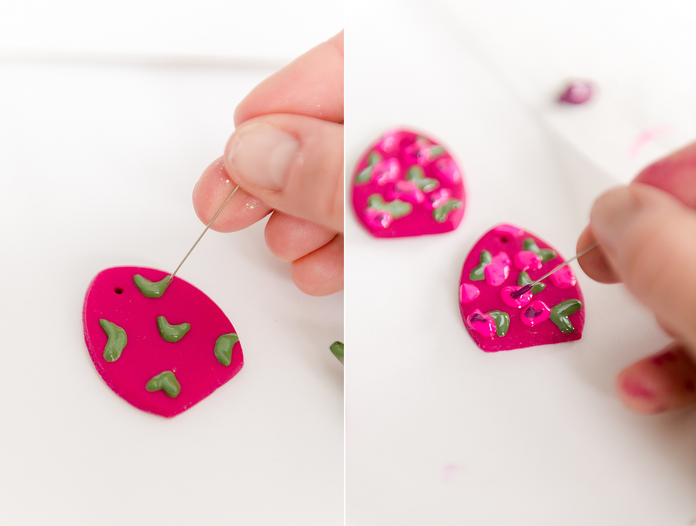 puff painted earrings, tulip puff paint, puff paint upcycling, floral drawing with puff paint, how to puff paint, Tulip paint