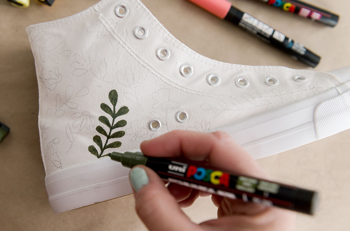 Floral painted shoes, Posca painted shoes, custom painted canvas shoes, floral painted shoes, painted converse shoes, floral painted converse