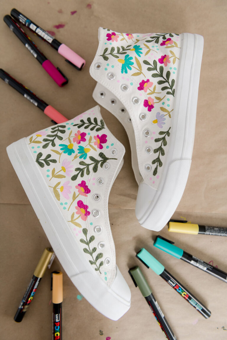 Floral painted shoes, Posca painted shoes, custom painted canvas shoes, floral painted shoes, painted converse shoes, floral painted converse