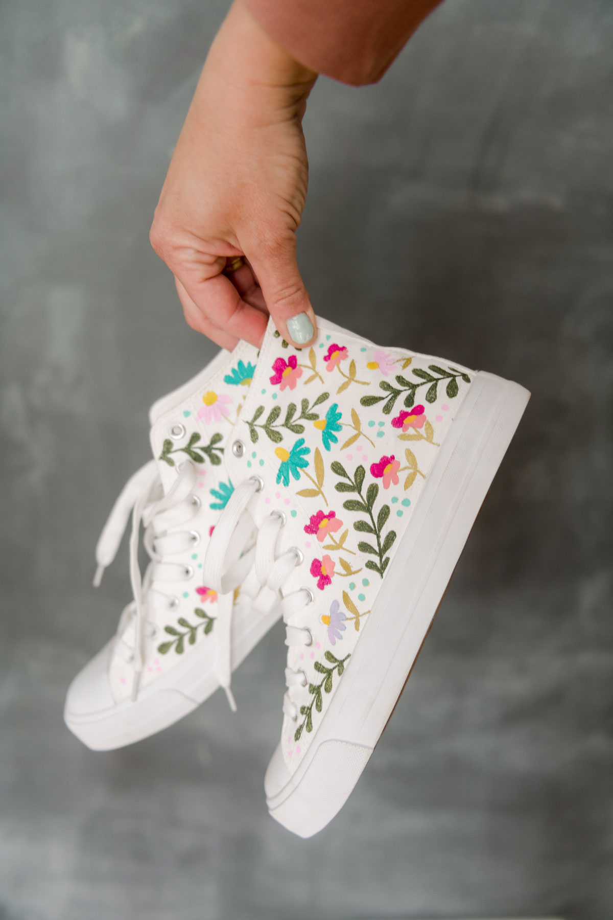 Flowers painted on on sale shoes