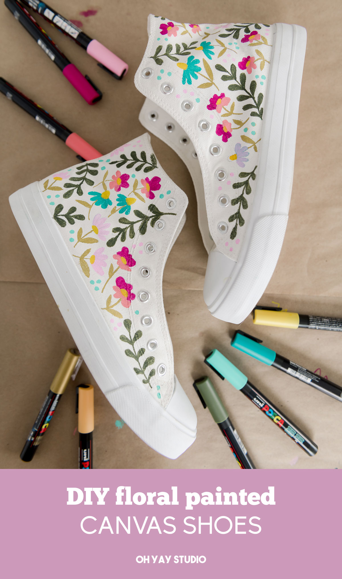 Floral painted converse shoes! – oh yay studio – Color + Painting