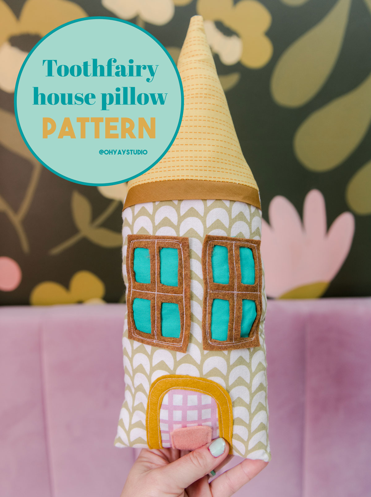 Tooth fairy pillow, house pillow pattern, how to sew a house pillow, tooth fairy pillow DIY, DIY tooth fairy pillows, janome sewing machine