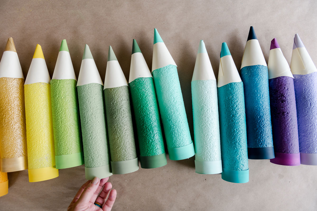 How to make giant pencils out of dollar store pool noodles! – oh yay studio  – Color + Painting + Making + Everyday celebrating