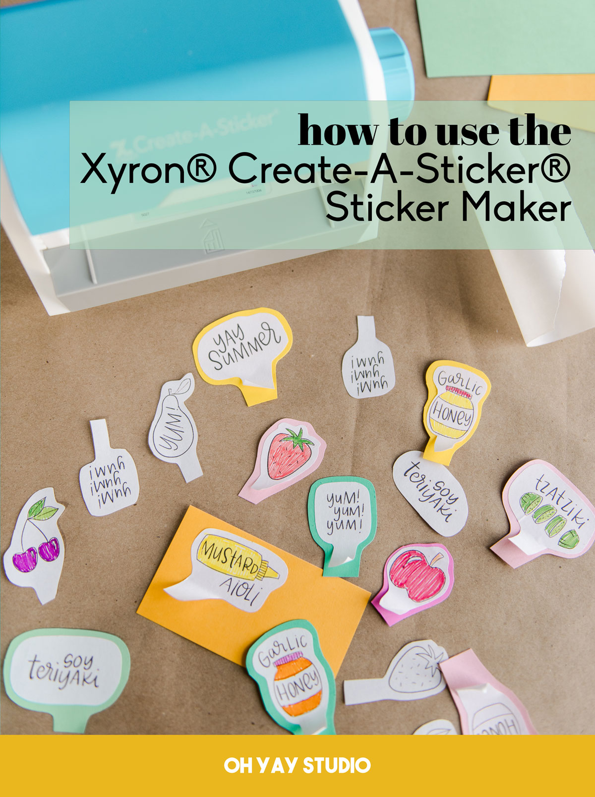 how to use the Xyron sticker maker, Xyron create a sticker sticker maker, Custom BBQ stickers, Xyron sticker maker how to, Custom doodled stickers