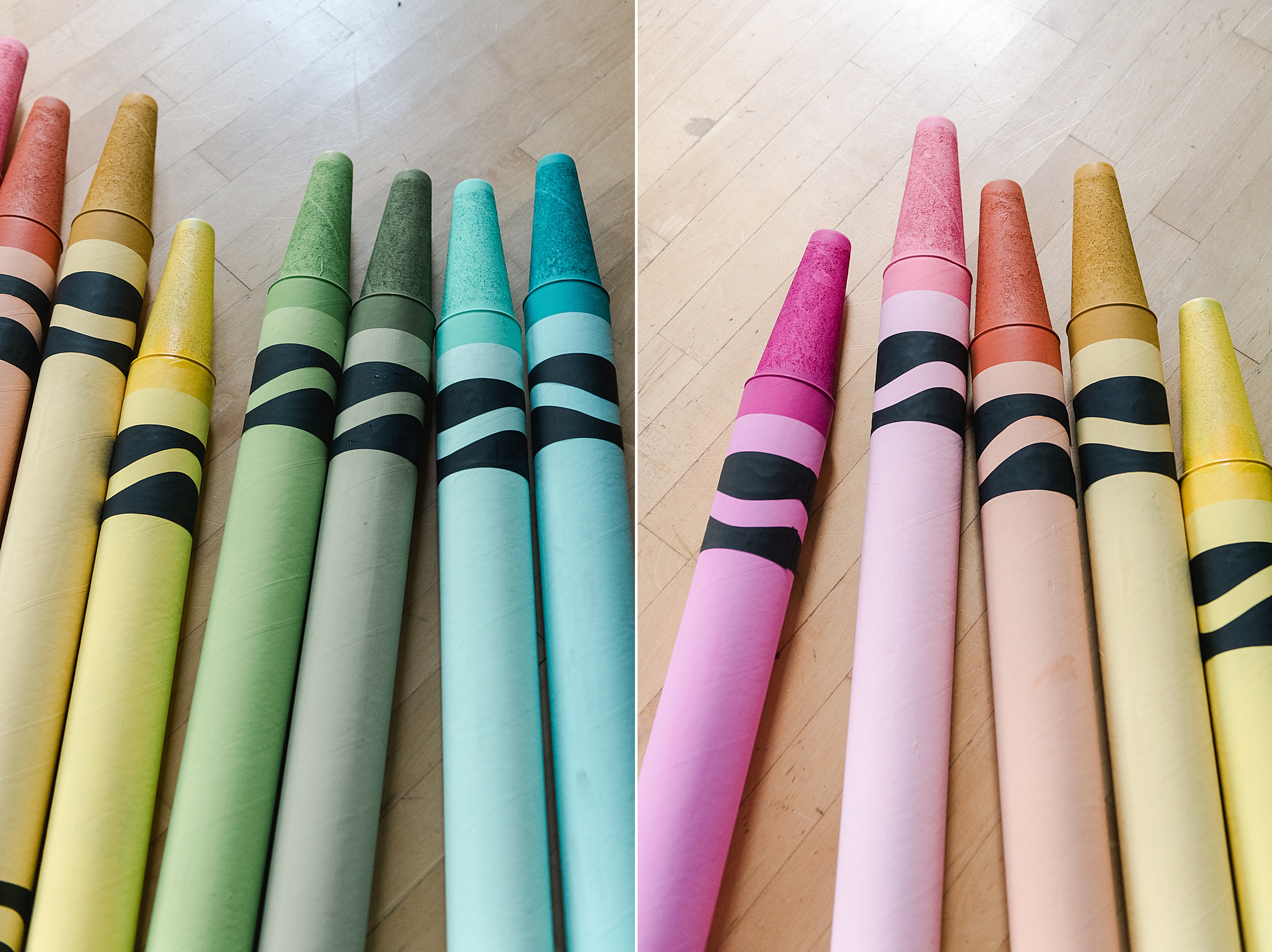 How to make jumbo crayons, giant crayon DIY, jumbo crayon tutorial, colorful crayons, art room decor, art room decor ideas, how to make giant crayons