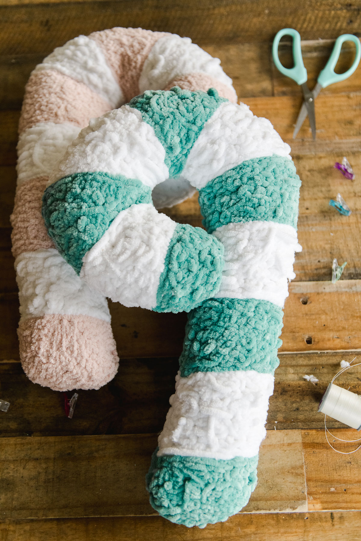 Candy Cane Pillow pattern using a couching foot :) 