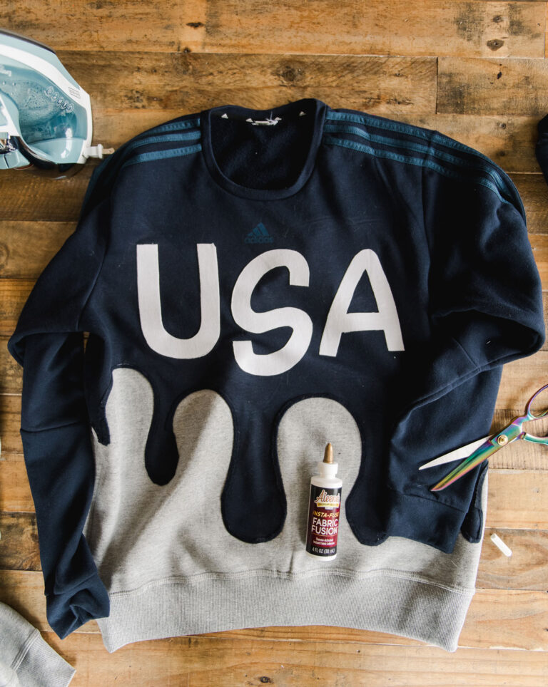 Rework sweatshirt DIY, patriotic style