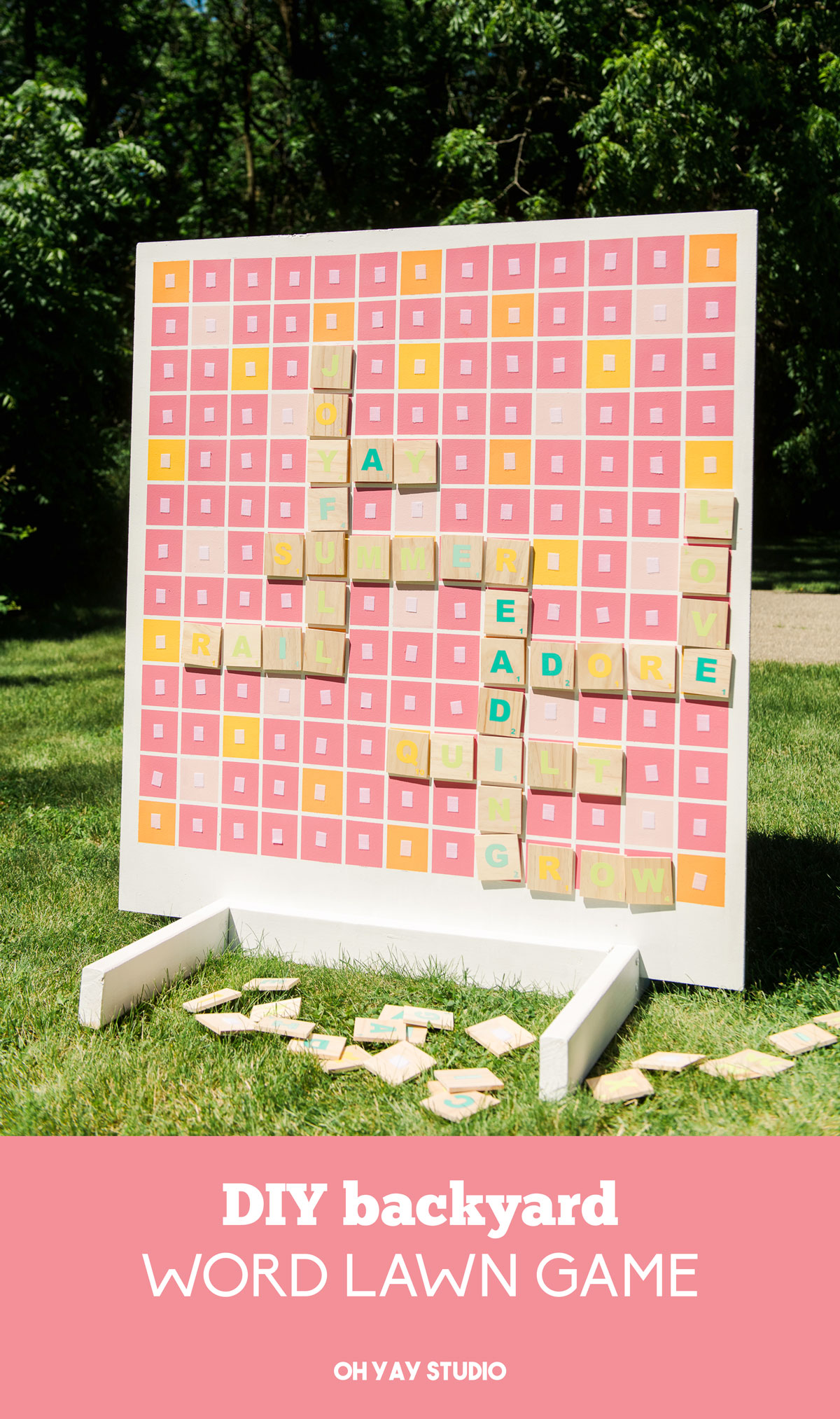 DIY backyard letter lawn game, letter lawn game, DIY backyard lawn game, backyard letter game, backyard scrabble DIY, DIY backyard scrabble, giant scrabble board DIY, Giant backyard scrabble word game