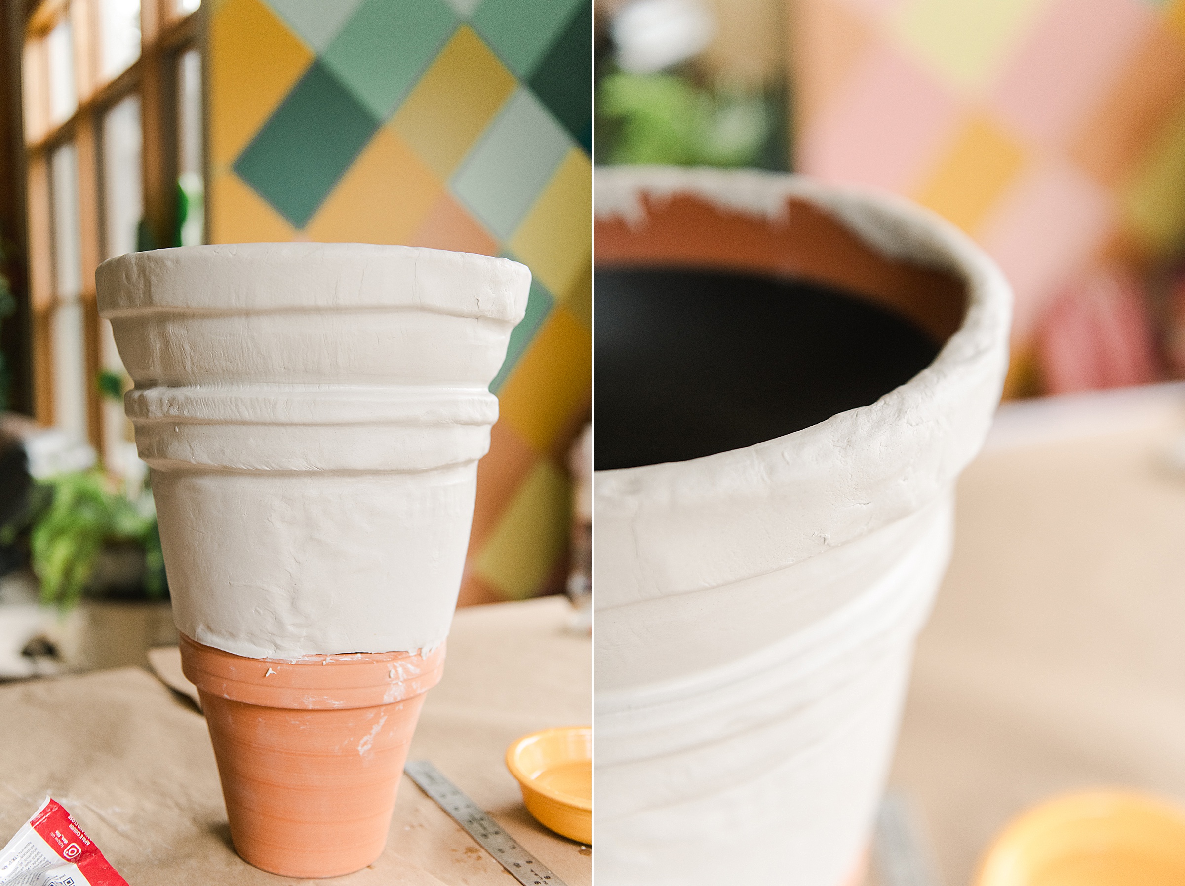 Ice cream cone planter DIY, Homemade planter DIY, how to make an ice cream cone planter, air dry clay planter DIY