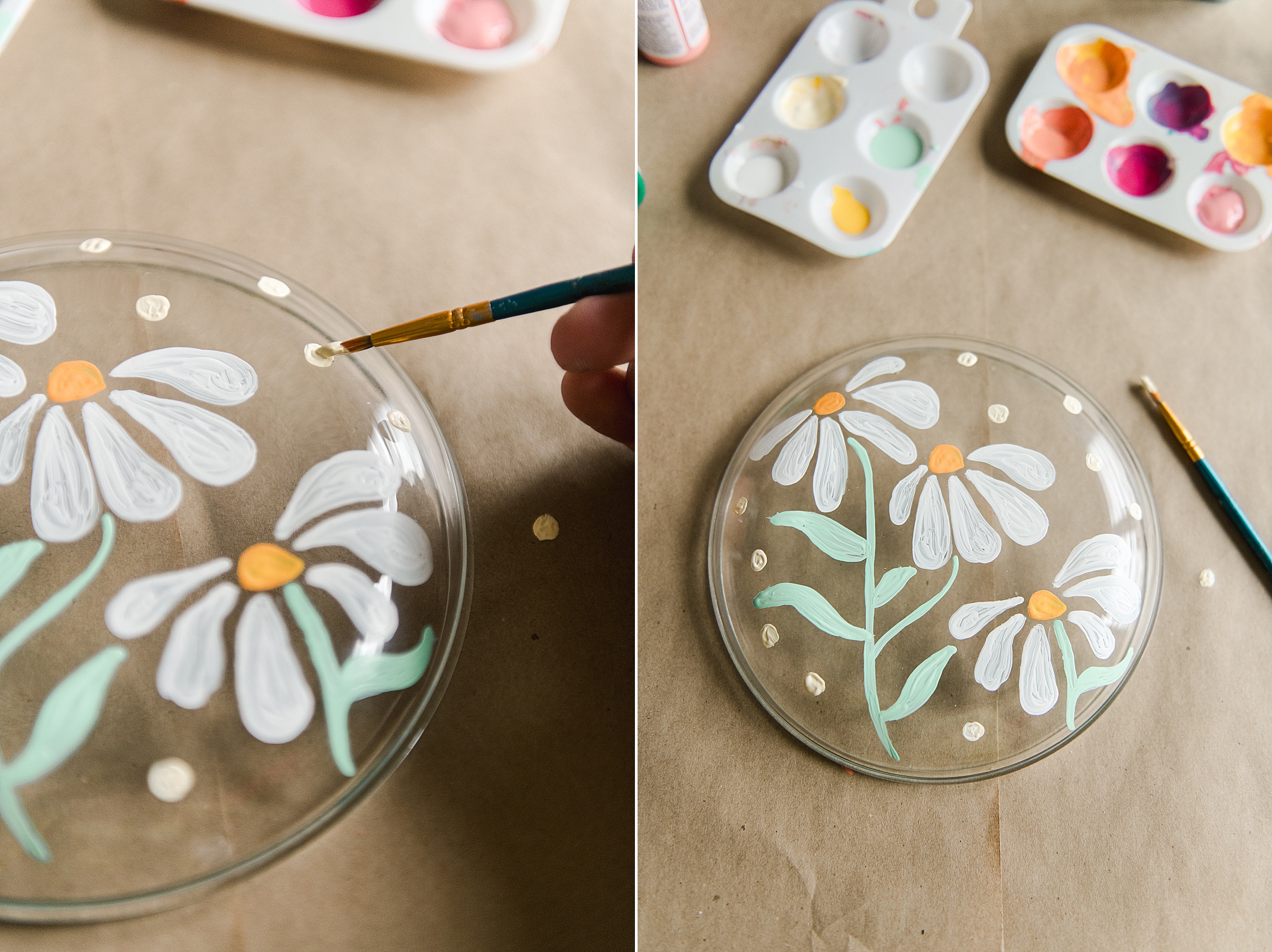 painted plates, how to paint on glass, DIY painted glass plates, how to paint on glass plates, custom painted glass plates, custom christmas gift ideas, painted glass DIY