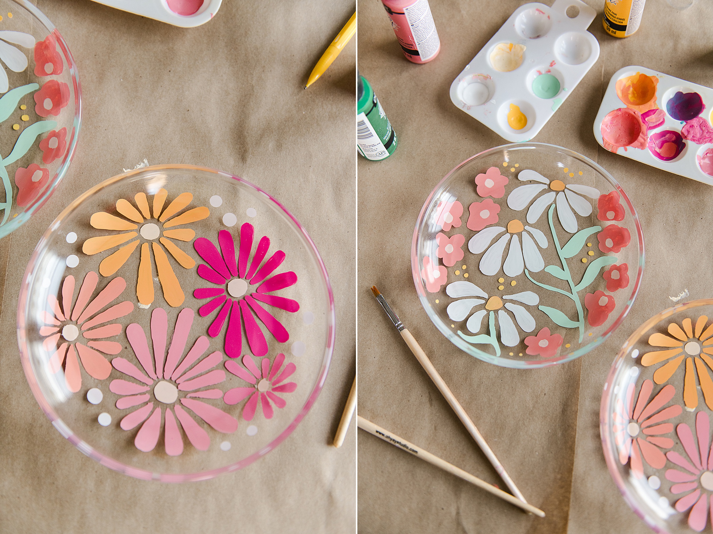 painted plates, how to paint on glass, DIY painted glass plates, how to paint on glass plates, custom painted glass plates, custom christmas gift ideas, painted glass DIY