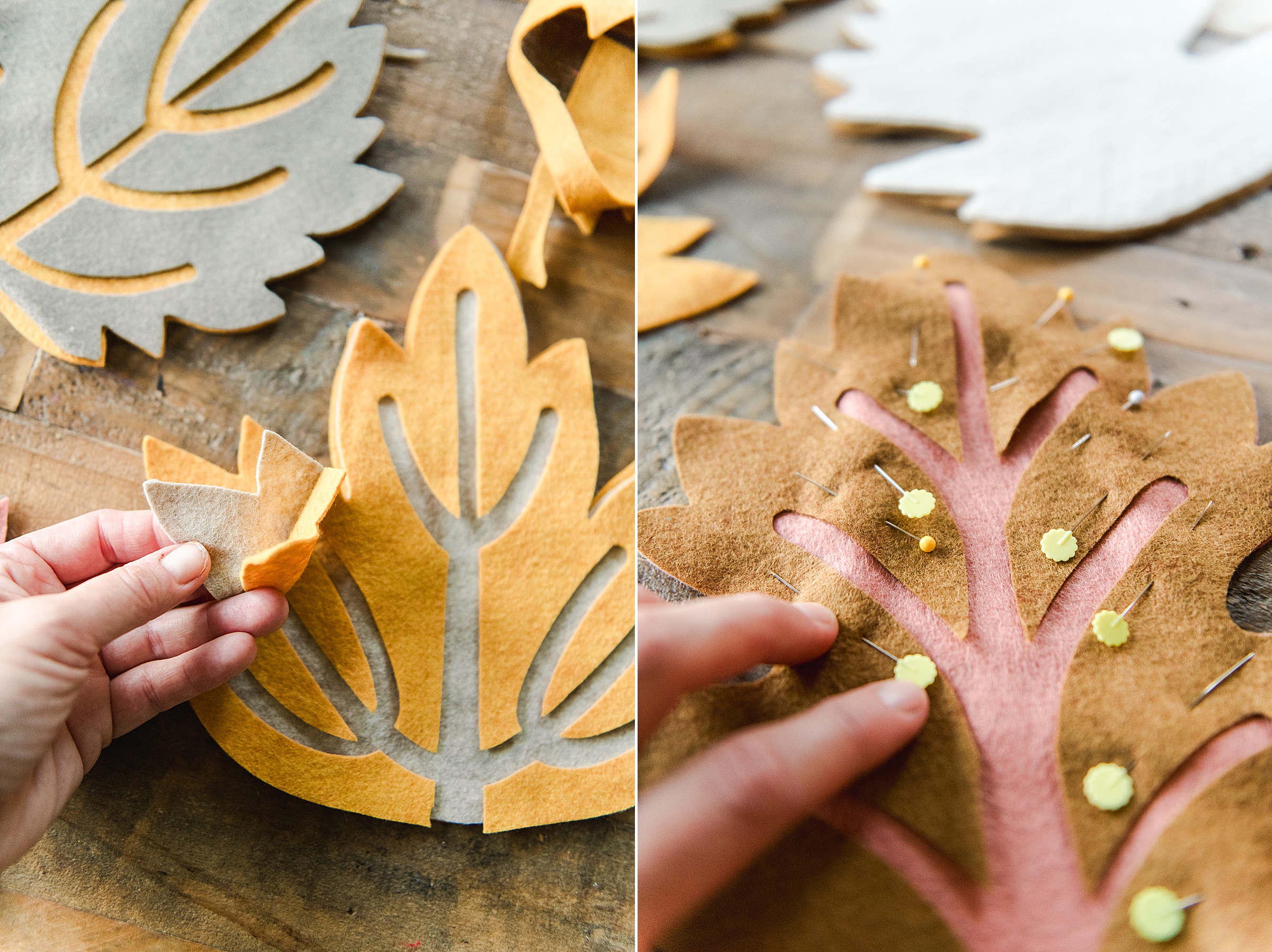 Fall leaf trivets, felt trivet DIY, fall table decor, fall DIY decor, thanksgiving table decor ideas, felt trivet DIY