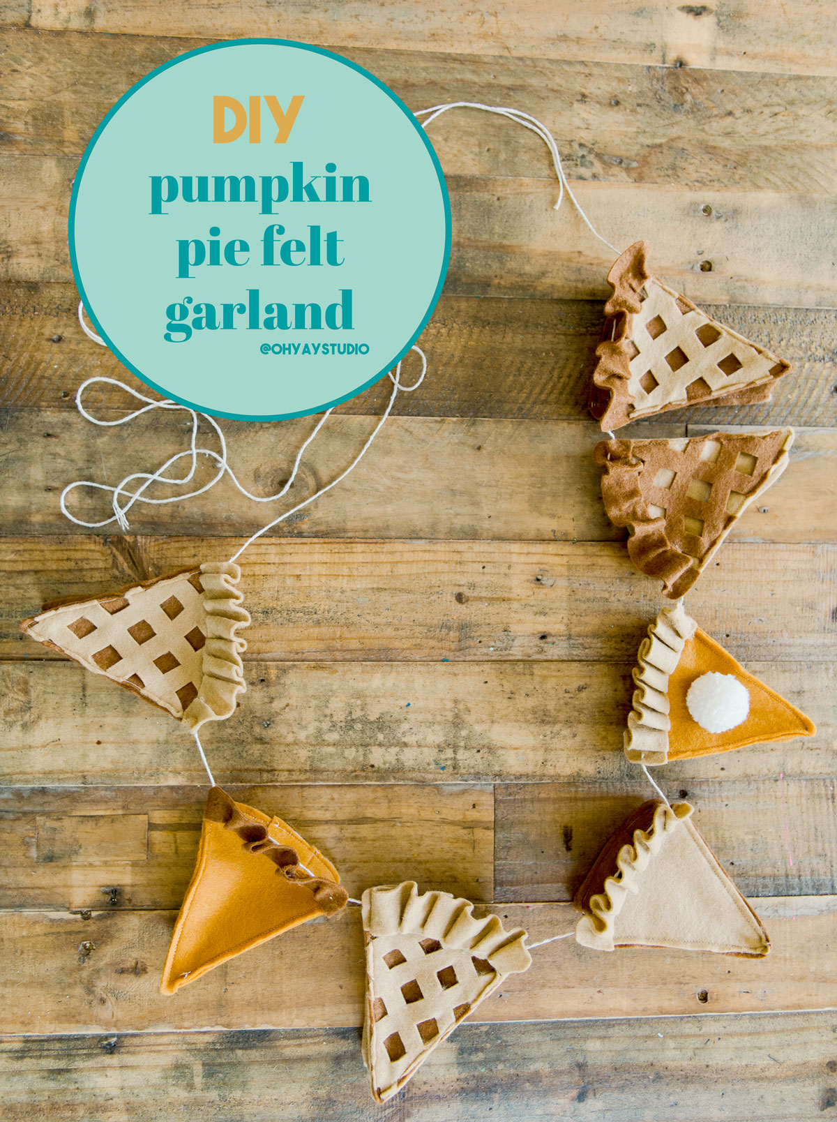 Pie garland, Thanksgiving garland DIY, pie garland DIY, thanksgiving DIY, Pie DIY