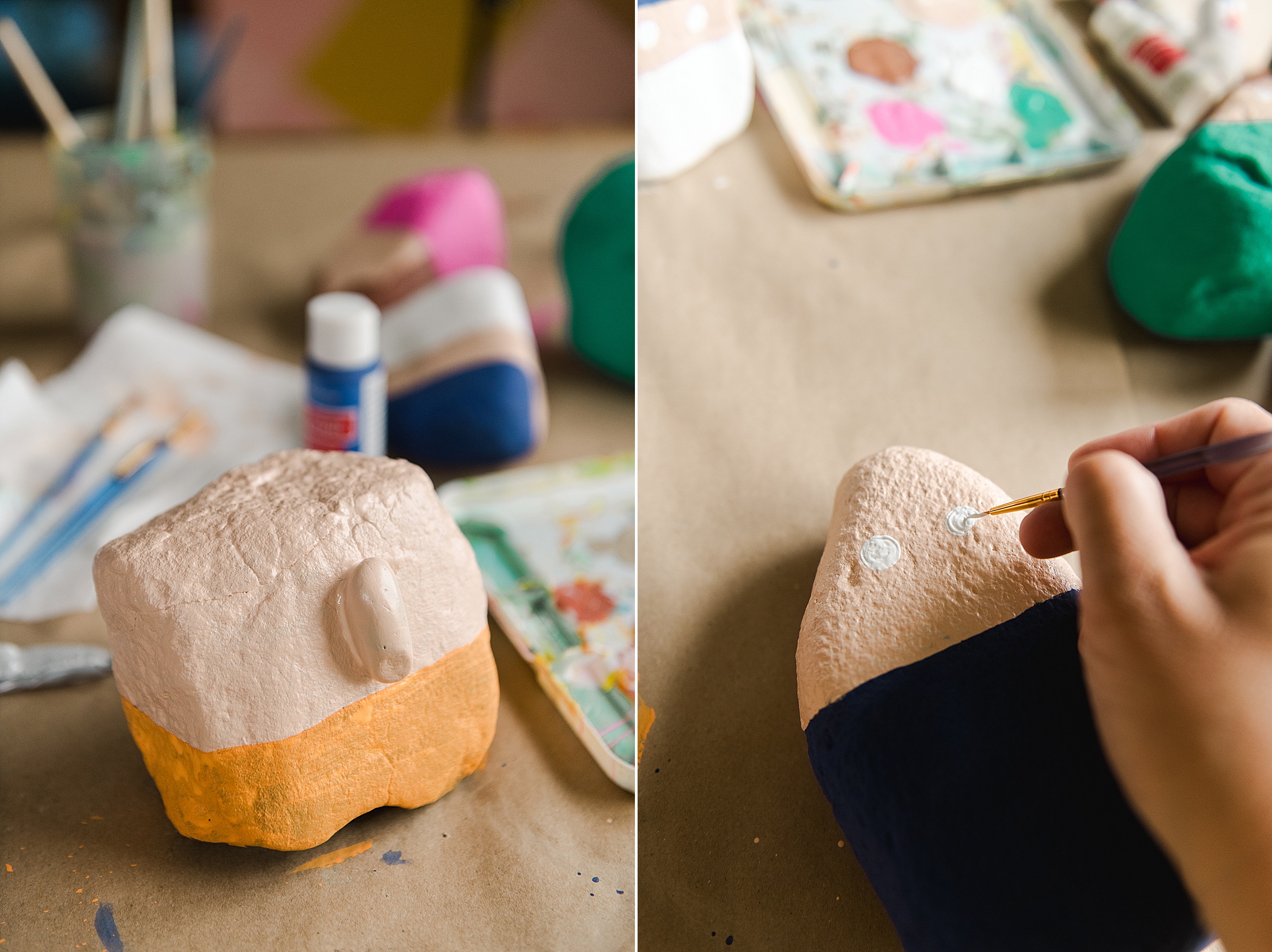Painted rock family, how to paint a rock family, painted people rocks, painted rocks to look like people, kids summer craft ideas, summer craft idea for kids
