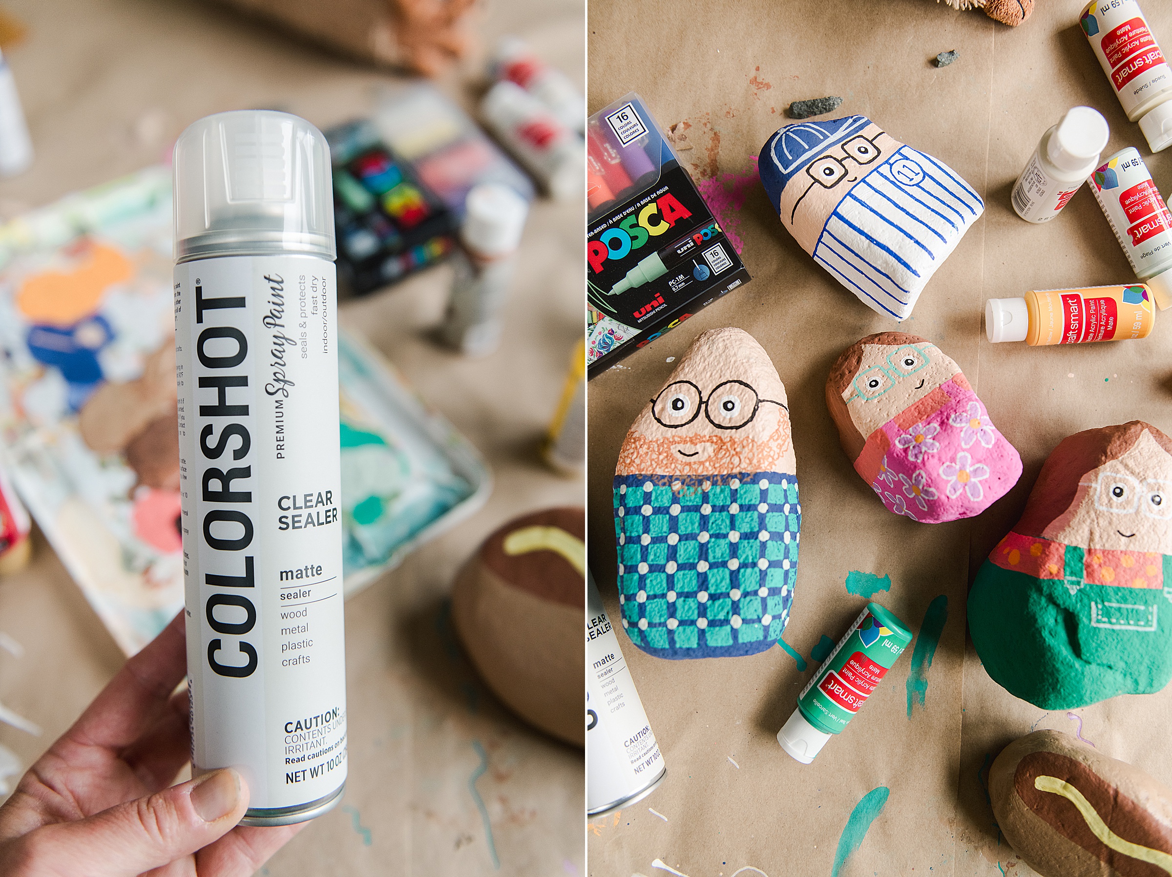 Painted rock family, how to paint a rock family, painted people rocks, painted rocks to look like people, kids summer craft ideas, summer craft idea for kids