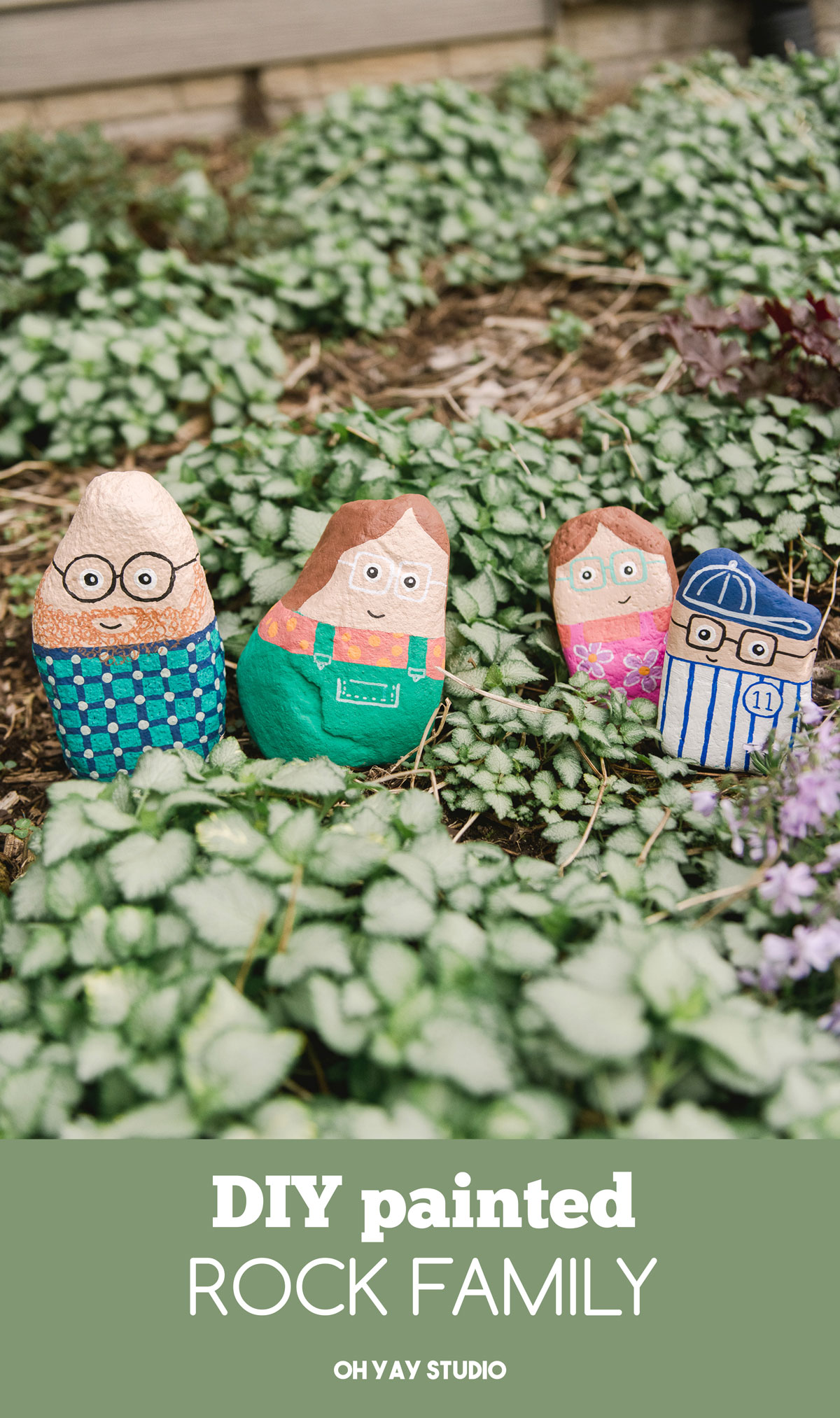 Painted rock family, how to paint a rock family, painted people rocks, painted rocks to look like people, kids summer craft ideas, summer craft idea for kids